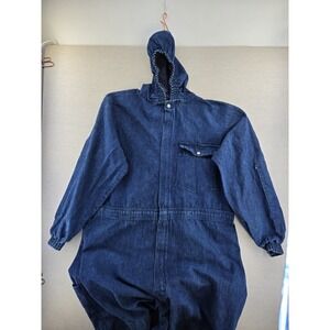 Vtg Overdier Mfg. Corp Chicago 48 Denim Jean Coveralls Hood Jumpsuit Stonecutter